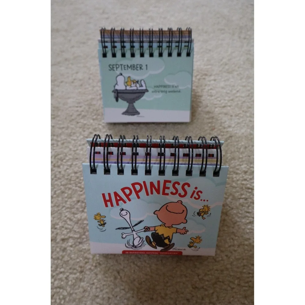 Vintage Peanuts DaySpring Perpetual Calendar OS Blue Charlie Brown Snoopy Flip
